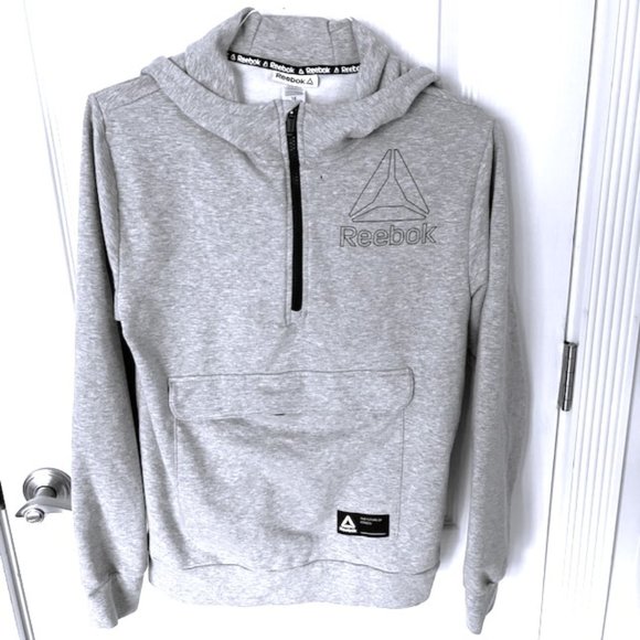 Reebok "Half-Zip" Hooded Sweatshirt, Grey, Size 18 XXL - Picture 1 of 5